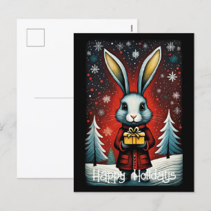 Snowy Winter Santa Rabbit-Helgdagar Helg Vykort