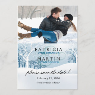 Snowy Winter Save Date Photo - isblått Spara Datumet