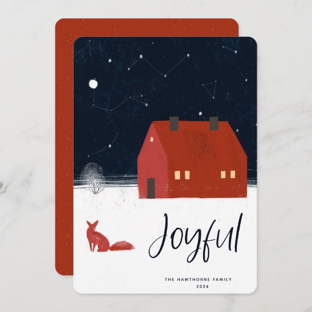 Snowy Winter Scene-kort för jul-Helgdag Julkort (Fram/baksida)