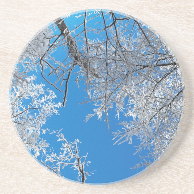 Snowy Winter Scene Underlägg Sandsten (Framsidan)
