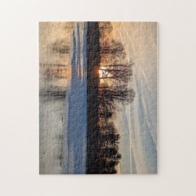 Snowy Winter Sunrise Pussel (Vertikal)