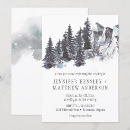 Snowy Winter Träd bergen Snö Bröllop | Inbjudningar