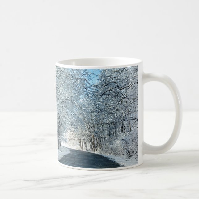 Snowy Winter Träd Kaffemugg (Höger)
