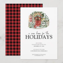 Snowy Winter Village Red Play Houseuppvärmning Par