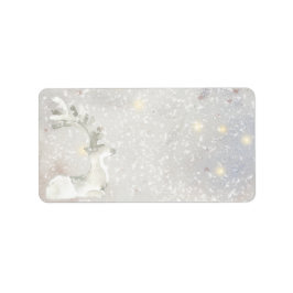 Snowy Winter White Stag-etiketter för meddelanden  Adressetikett
