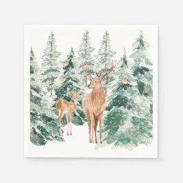 Snowy Winter Woodland Hjort jul Pappersservett