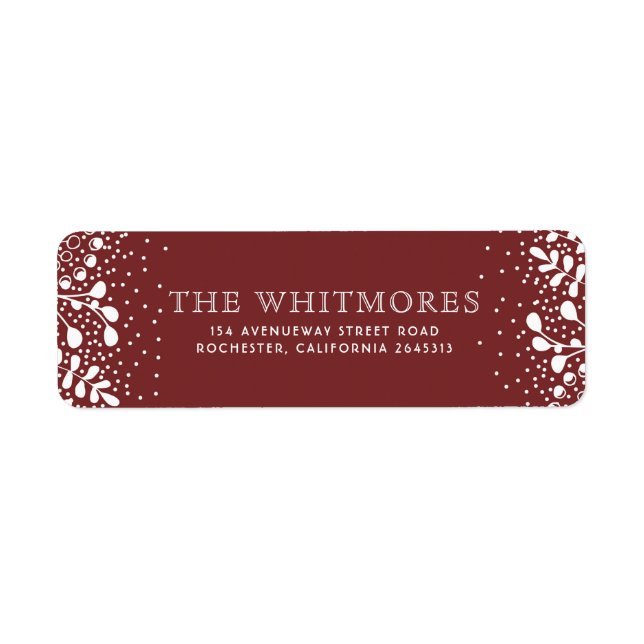 Snowy Wonderland Red jul Returadress Etikett (Framsidan)