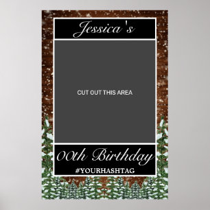 Snowy Wood & Forest Birthday Photo Prop Poster