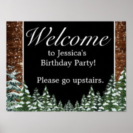 Snowy Wood & Forest Birthday Välkomstskylt Poster