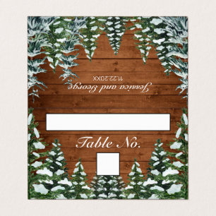 Snowy Wood & Forest Bordsnummer and Namn Card Kort