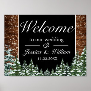 Snowy Wood & Forest Bröllop Välkomstskylt Poster