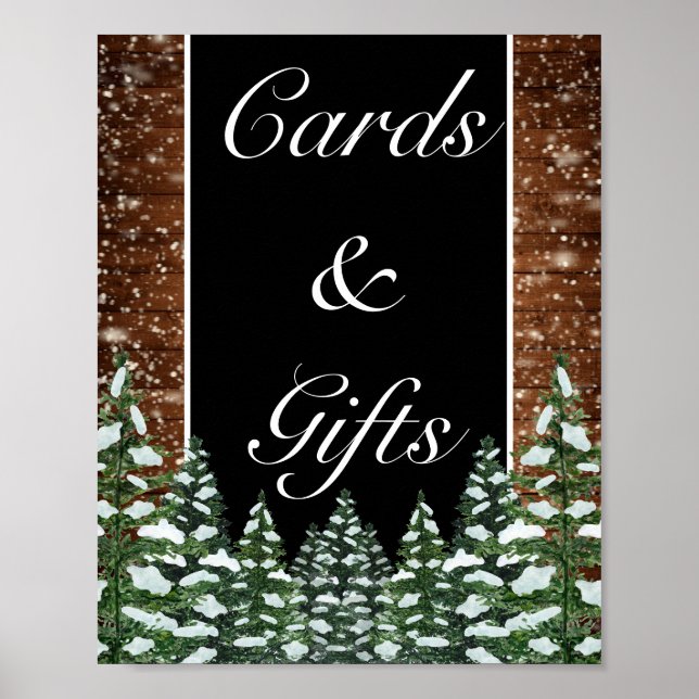 Snowy Wood & Forest Cards-gåvor Bröllop Poster (Framsidan)