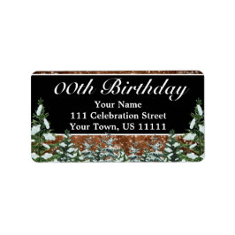 Snowy Wood & Forest Gräs Birthday Adress Adressetikett
