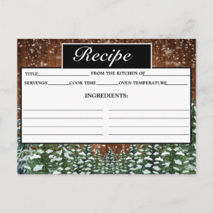 Snowy Wood & Forest Gräs Recept Card Vykort
