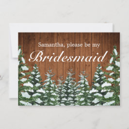 Snowy Wood & Forest Land Bridesmaid Inbjudan Card