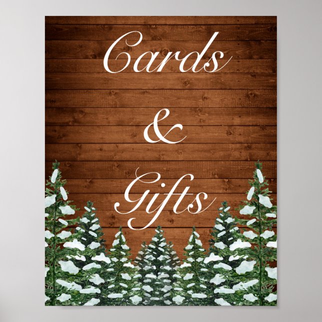 Snowy Wood & Forest Land Cards Gifts Bröllop Poster (Framsidan)