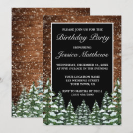 Snowy Wood & Forest Land Gräs Birthday Inbjudningar