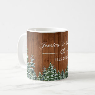 Snowy Wood & Forest Land Gräs Bröllop Kaffemugg