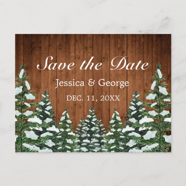 Snowy Wood & Forest Land Gräs Bröllop Meddelande Vykort (Framsida)