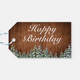 Snowy Wood & Forest Land Gräs Grattis på födelseda Presentetikett