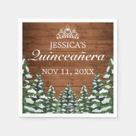 Snowy Wood & Forest Land Gräs Tiara Quinceañera Pappersservett