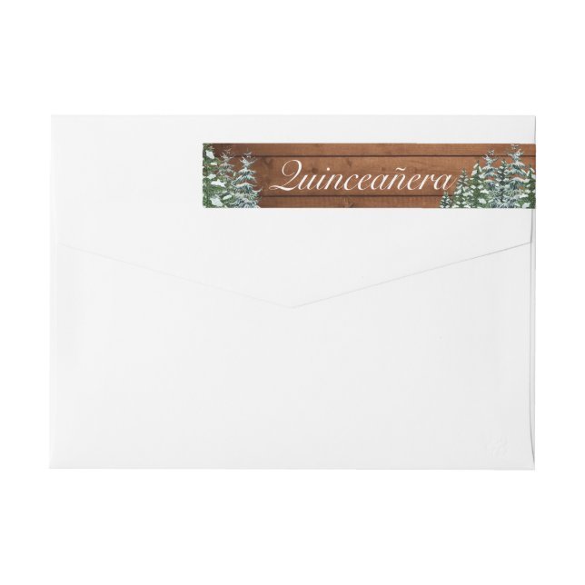 Snowy Wood & Forest Land Quinceañera Birthday Etikettband (Baksidan)