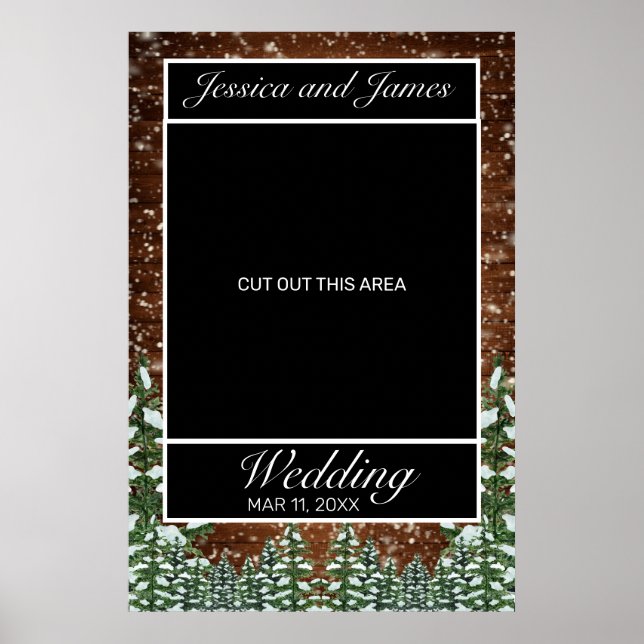 Snowy Wood & Forest Landsbyggsbröllops Photo Prop Poster (Framsidan)
