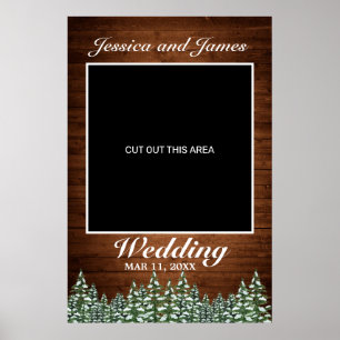 Snowy Wood & Forest Landsbyggsbröllops Photo Prop Poster