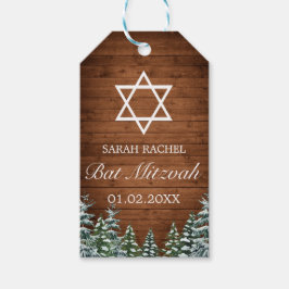Snowy Wood & Forest Rural Gräs Bat mitzvah Presentetikett