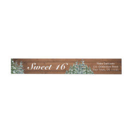 Snowy Wood & Forest Rural Gräs Sweet 16 Birthday Etikettband