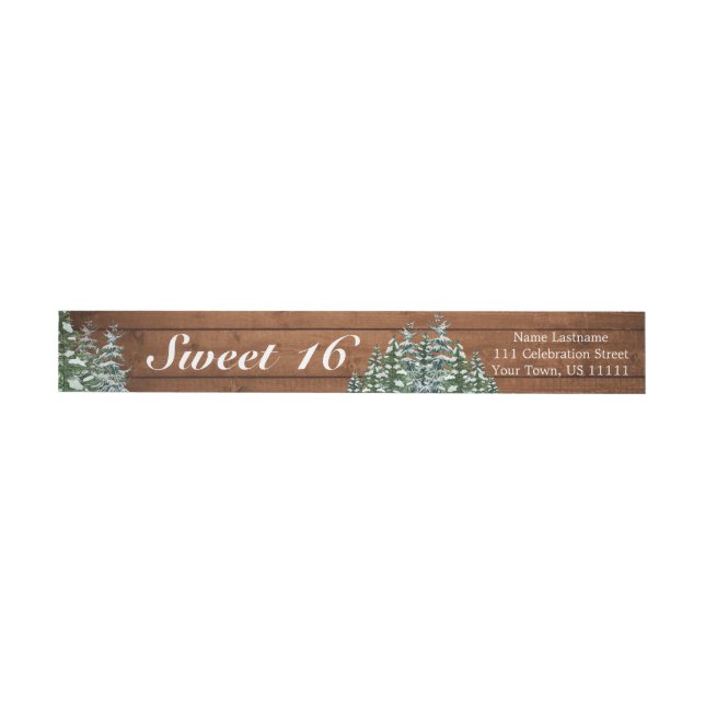 Snowy Wood & Forest Rural Gräs Sweet 16 Birthday Etikettband (Individual)
