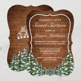 Snowy Wood & Forest Rural Gräs Sweet 16 Inbjudningar