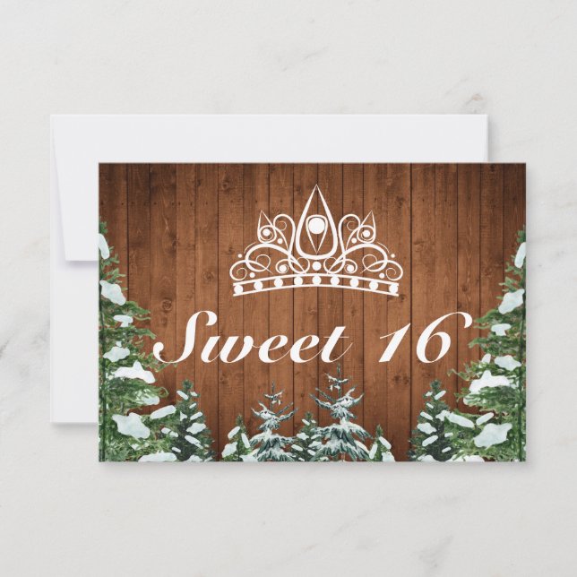 Snowy Wood & Forest Rural Gräs Tiara Sweet 16 OSA Kort (Framsida)