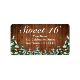 Snowy Wood & Forest Rural Tiara Sweet 16 Adress Adressetikett