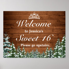 Snowy Wood & Forest Tiara Sweet 16 Välkomstskylt Poster