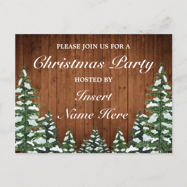 Snowy Wood-julpartiets vykort för inbjudan till ju (Framsida)
