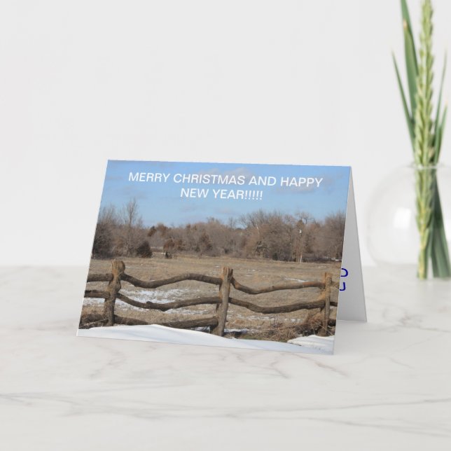 Snowy Wooden Fence-julkort Helgkort (Framsida)