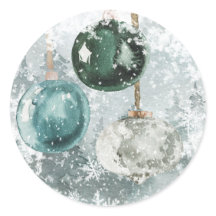 Snowy Woodland Forest Vintage Grönt Glas Ornament