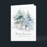 Snowy Woodland Gräs Rabbit God jul Foltygd Kort<br><div class="desc">En söt kaninfamilj frolicerar i snö täckt vintern gräs träd. God jul är skrivet i ett enkelt skript nedan,  med ytterligare en rad som följer för att anpassa designen ytterligare. All text på det här kortet kan redigeras. Det finns ett julmeddelande som du kan anpassa dig till på baksidan.</div>