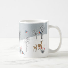 Snowy Woodland Scene Saltbox Home Fox Hjort Kaffemugg