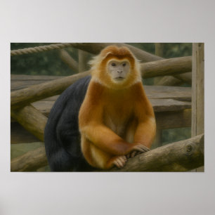 Snub-Nposed Monkey in Woodland Refuge Poster