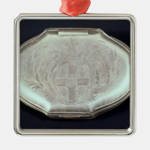 Snuff boxas präglat med en vapensköld, c.1820 julgransprydnad metall