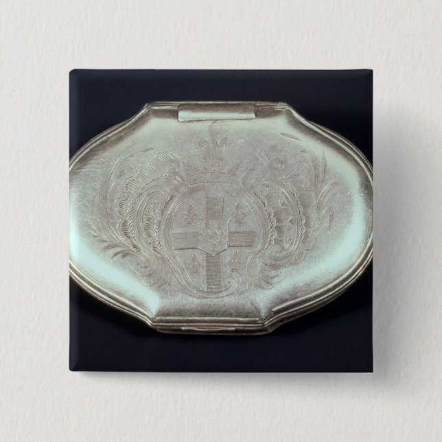 Snuff boxas präglat med en vapensköld, c.1820 knapp (Framsida)