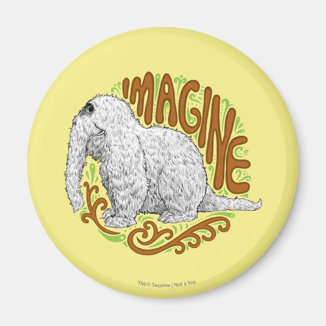 Snuffleupagus B&W Sketch Teckning Magnet (Framsidan)