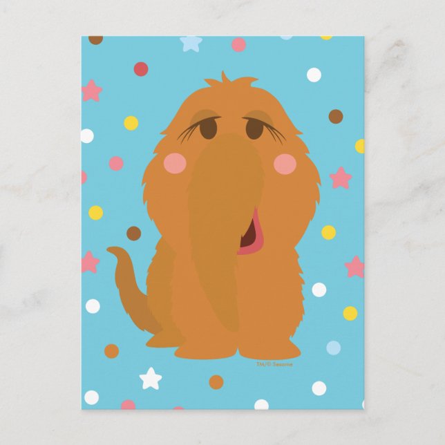 Snuffleupagus Blå Stjärnor & Prickar Mönster Vykort (Framsida)