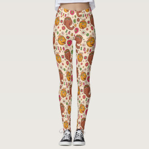 Snuffleupagus och Big Bird Groovy Flower Mönster Leggings