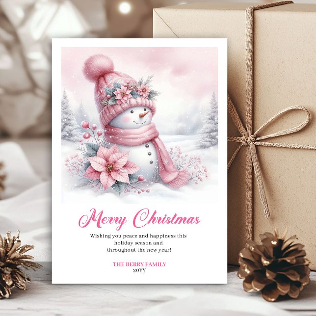 Snug pink snowman kids card digital download edit julkort (Snug pink snowman kids card digital download edit)