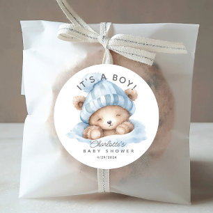 Snugbollar Babyskor Det är en pojke Runt Klistermärke