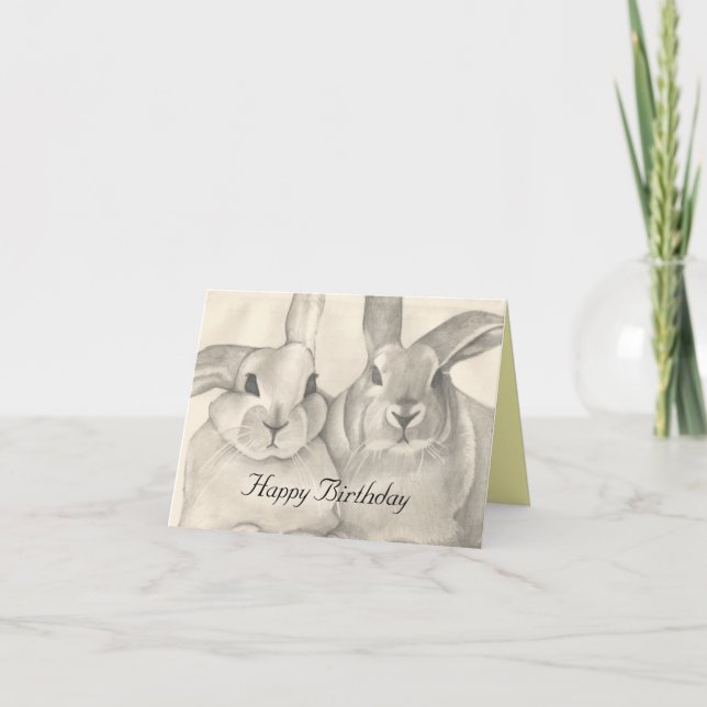 Snuggbunnier, födelsedagshälsningskort kort (Framsida)