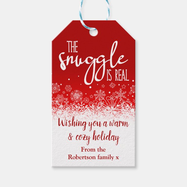 Snuggen är en riktig Julhelg under julen Presentetikett (Framsidan)